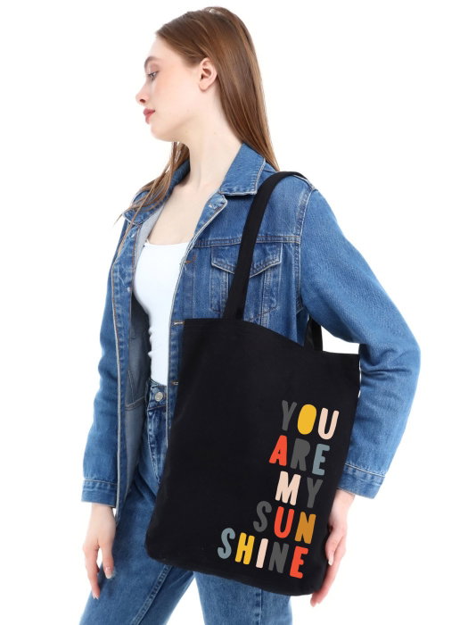Zoozie Bags Bolso de Mano Tote Negro Algodón 35 x 40 x 8 cm